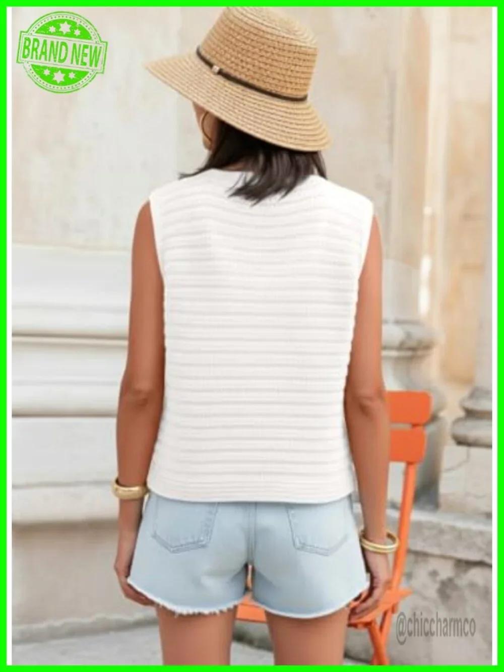 Lightweight Cable Knit Sweater Vest V Neck Button Front Cardigan